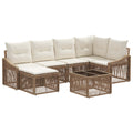 Conjunto de sofás de jardín 7 pcs Beige ratán sintético