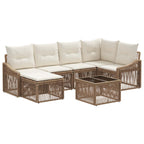 Conjunto de sofás de jardín 7 pcs Beige ratán sintético