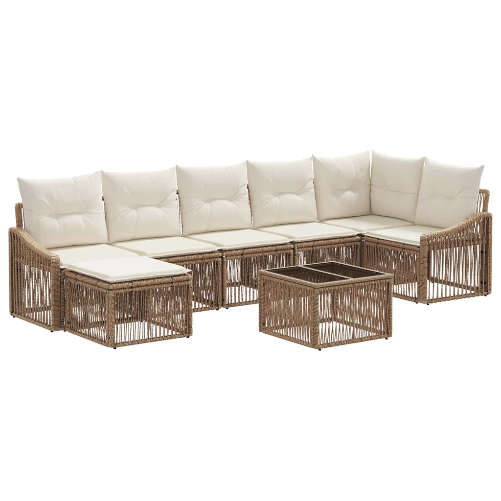 Conjunto de sofás de jardín 8 pcs Beige ratán sintético