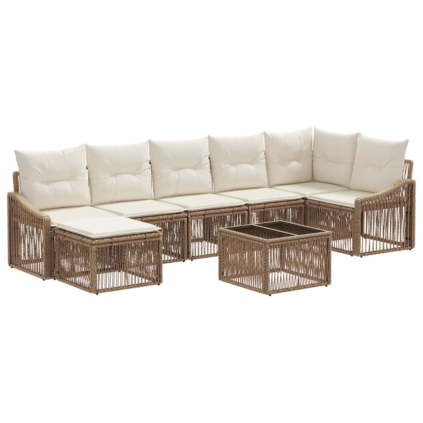 Conjunto de sofás de jardín 8 pcs Beige ratán sintético