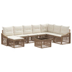 9-Piece Beige Synthetic Rattan Garden Sofa Set