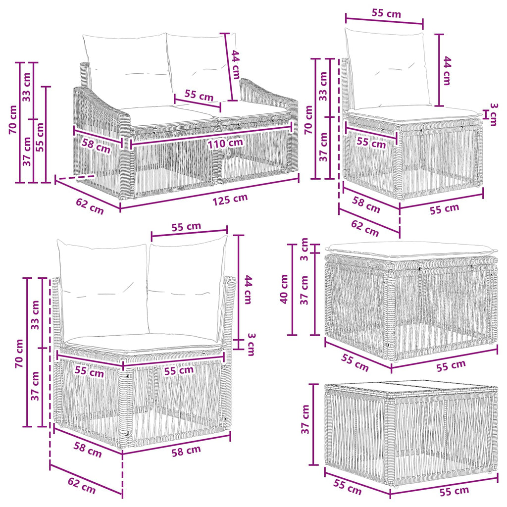 9-Piece Beige Synthetic Rattan Garden Sofa Set