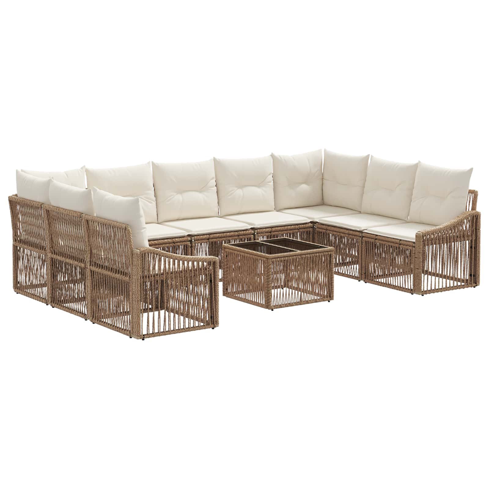 Conjunto de sofás de jardín 10 pcs Beige ratán sintético