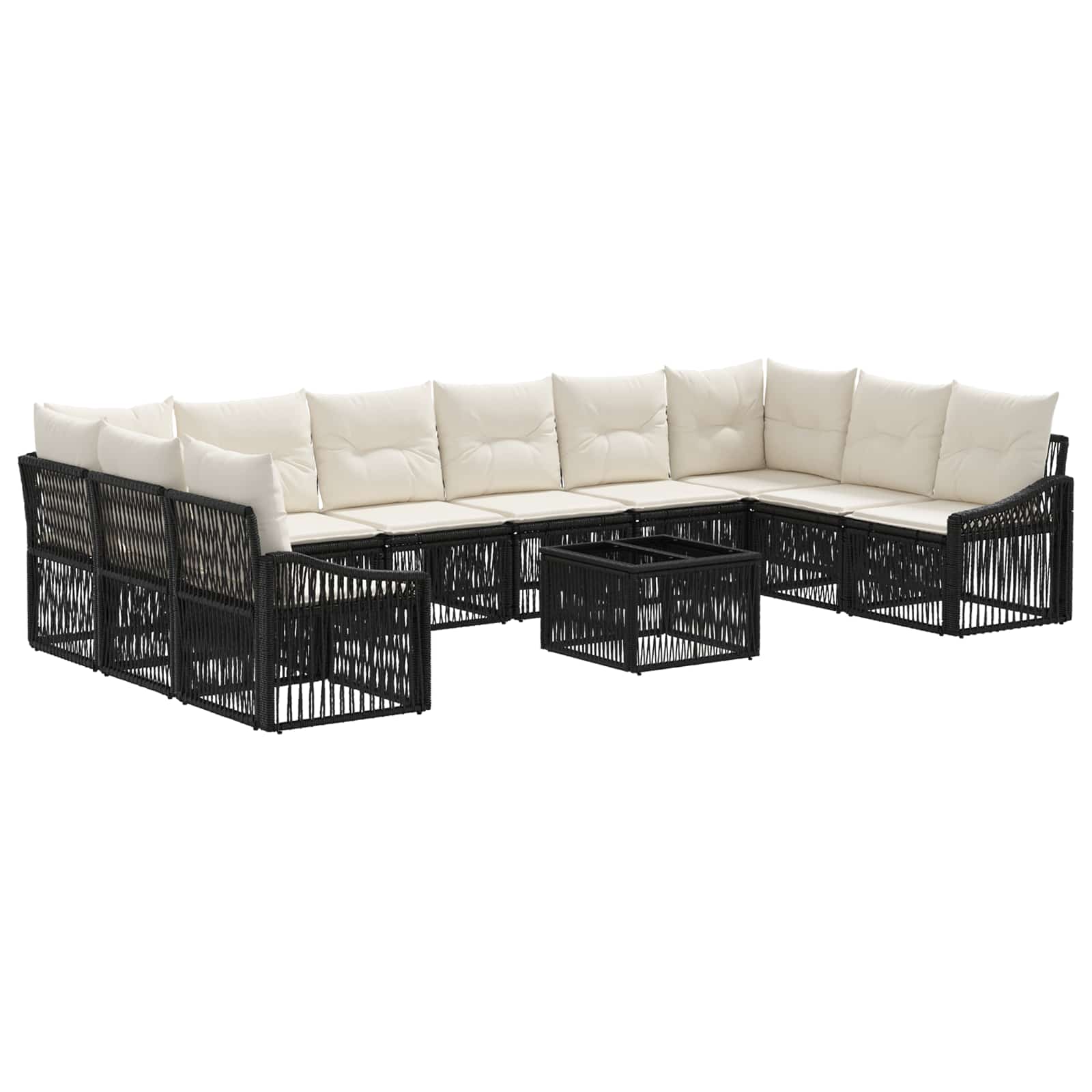 Conjunto de sofás de jardín 11 pcs Beige ratán sintético