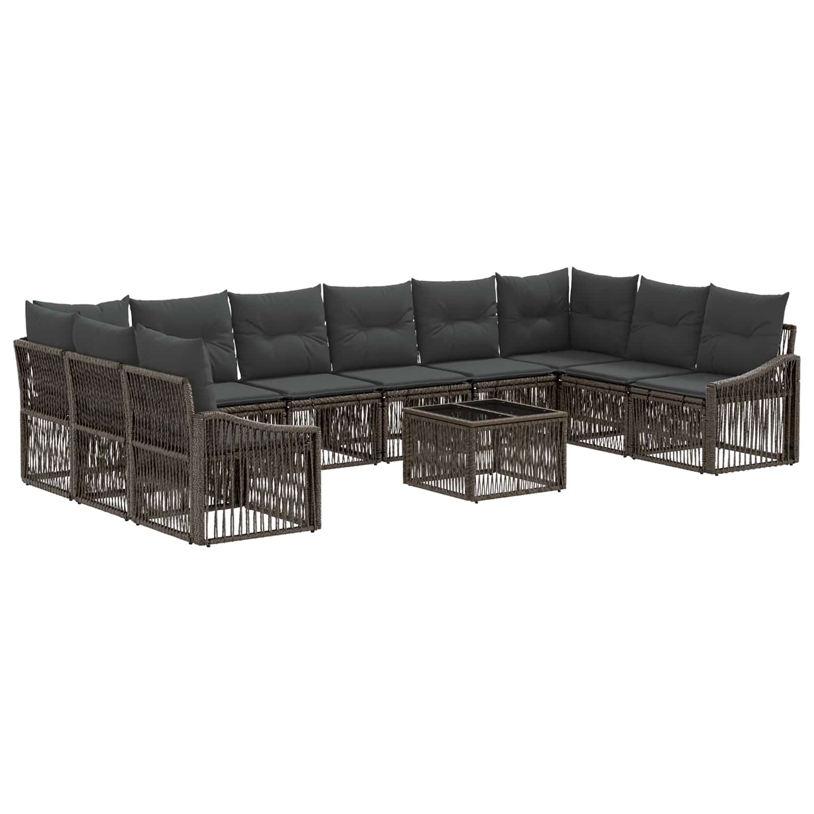 Conjunto de sofás de jardín 11 pcs Beige ratán sintético