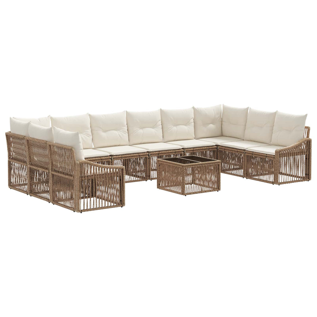 Conjunto de sofás de jardín 11 pcs Beige ratán sintético