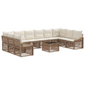 Conjunto de sofás de jardín 11 pcs Beige ratán sintético