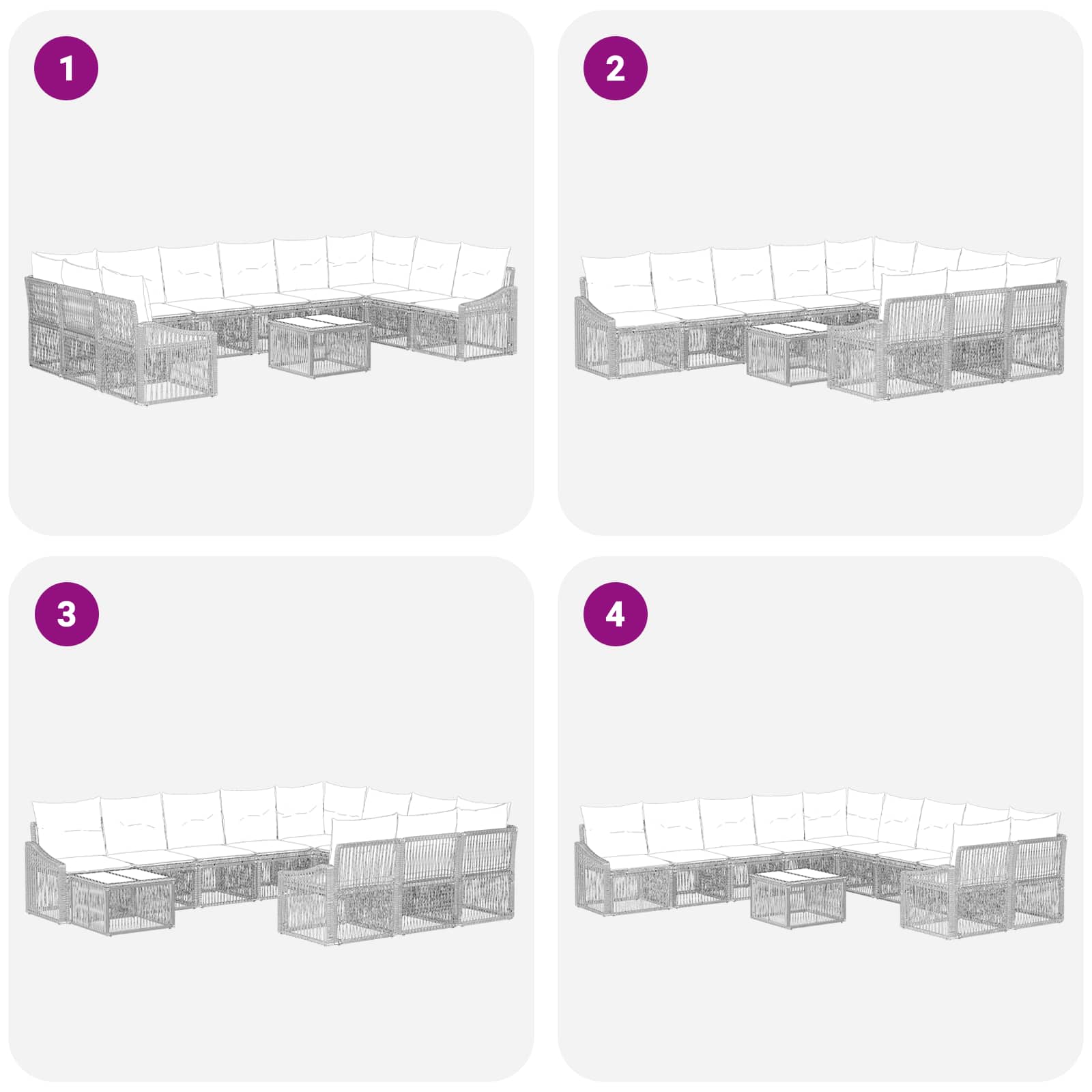 Conjunto de sofás de jardín 11 pcs Beige ratán sintético
