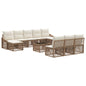 Conjunto de sofás de jardín 11 pcs Beige ratán sintético