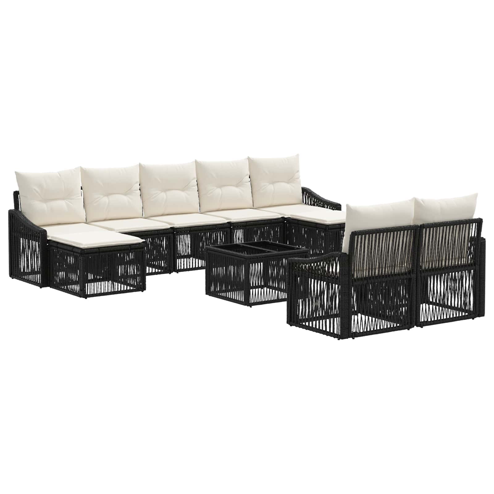 Conjunto de sofás de jardín 10 pcs Beige ratán sintético
