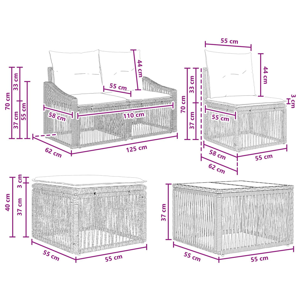 Conjunto de sofás de jardín 10 pcs Beige ratán sintético