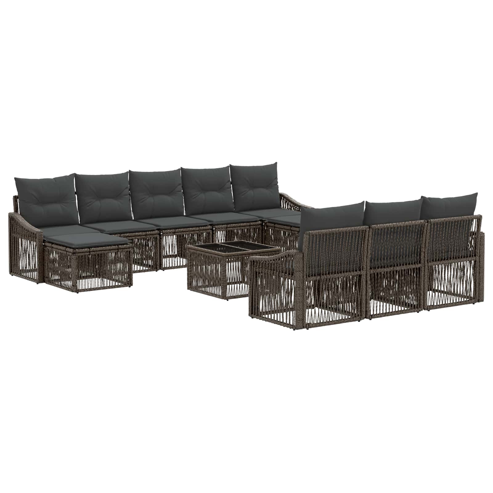 Conjunto de sofás de jardim 11 pcs Vime sintético bege