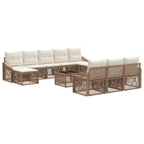 Conjunto de sofás de jardín 11 pcs Beige ratán sintético