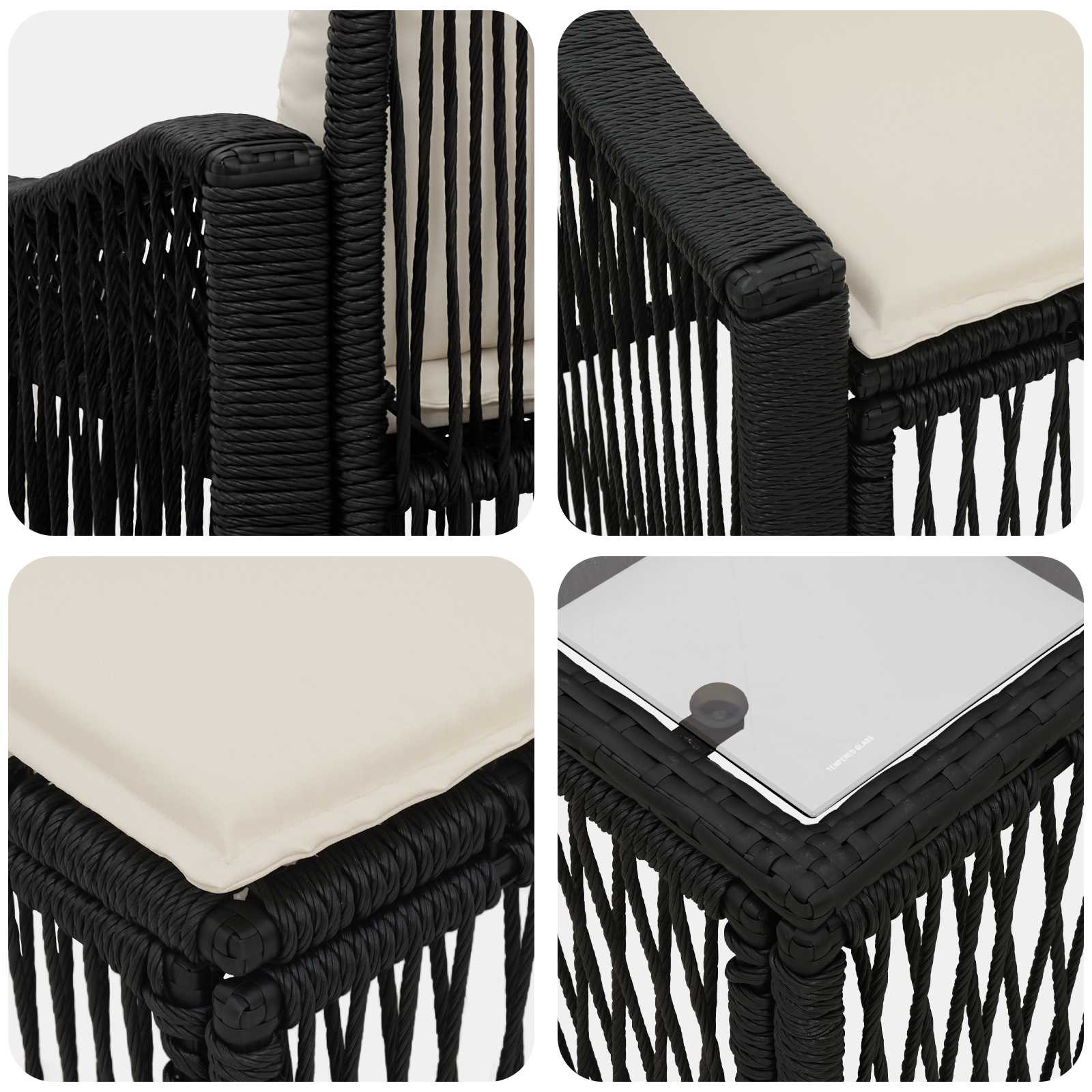 Conjunto de sofás de jardín 12 pcs Negro ratán sintético
