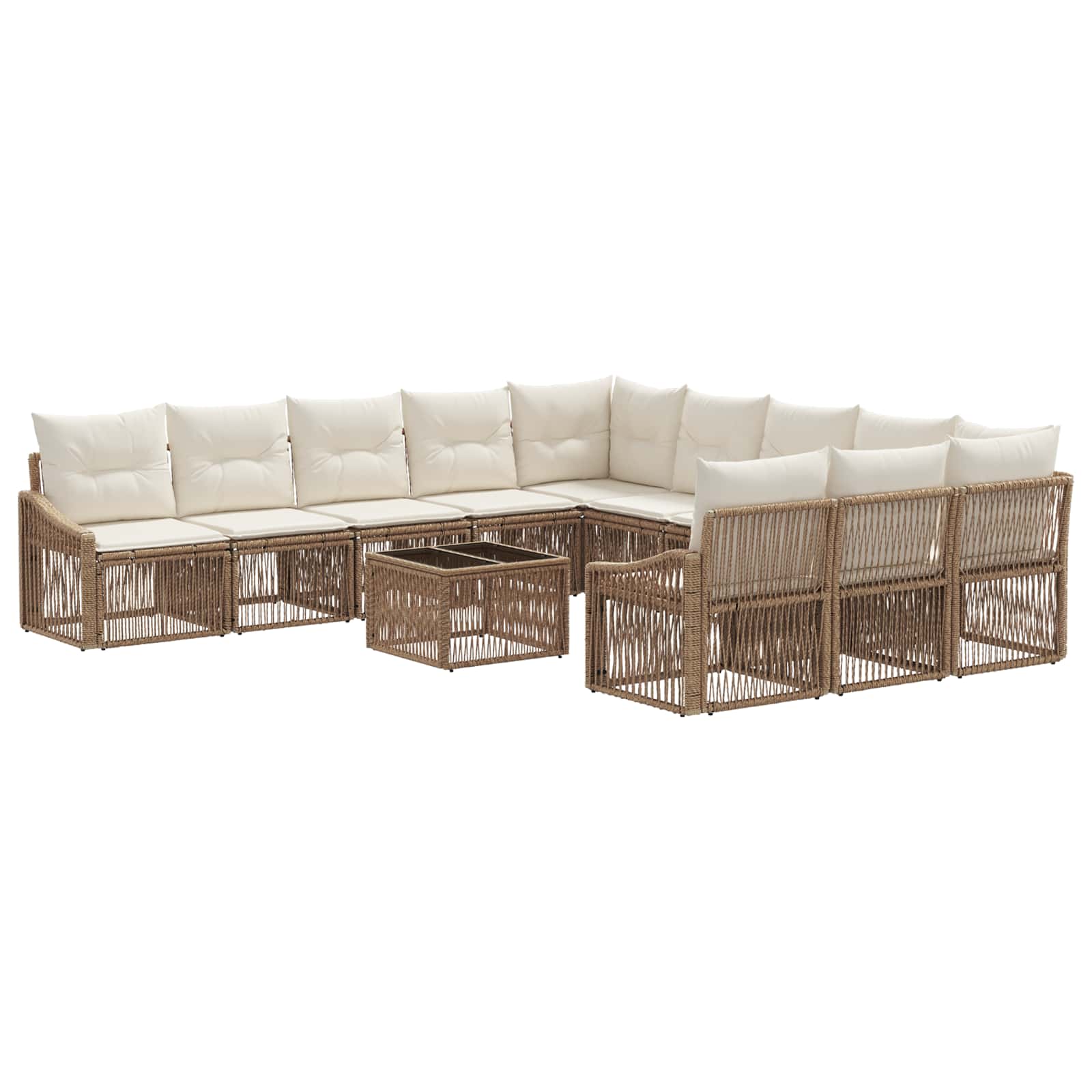 Conjunto de sofás de jardín 12 pcs Beige ratán sintético