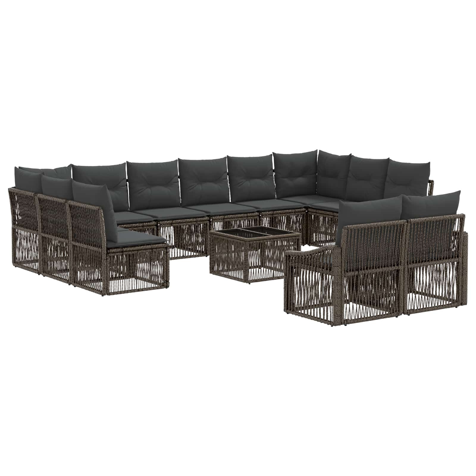 Conjunto de sofás de jardim 13 pçs Bege rotim sintético