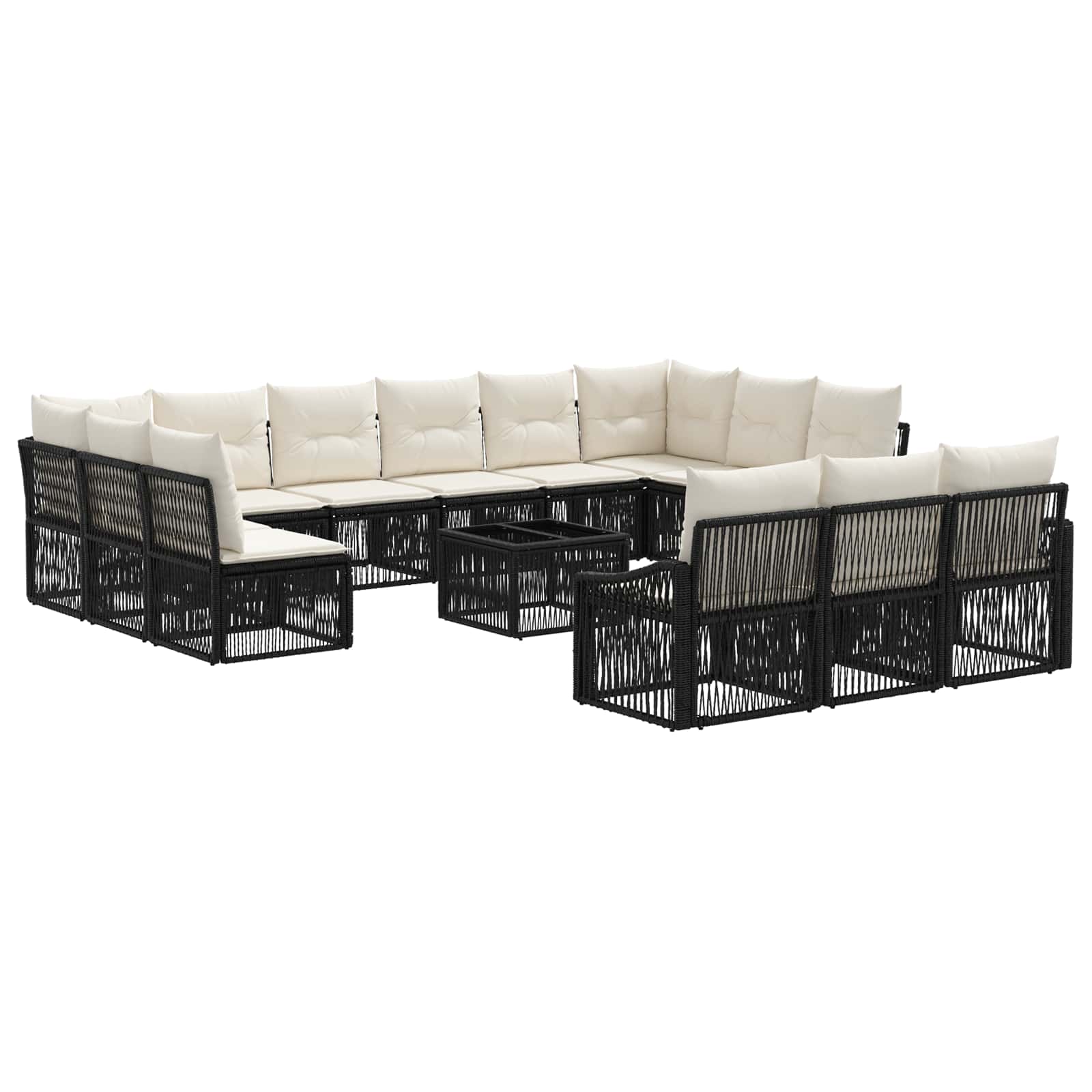 Conjunto de sofás de jardín 14 pcs Beige ratán sintético