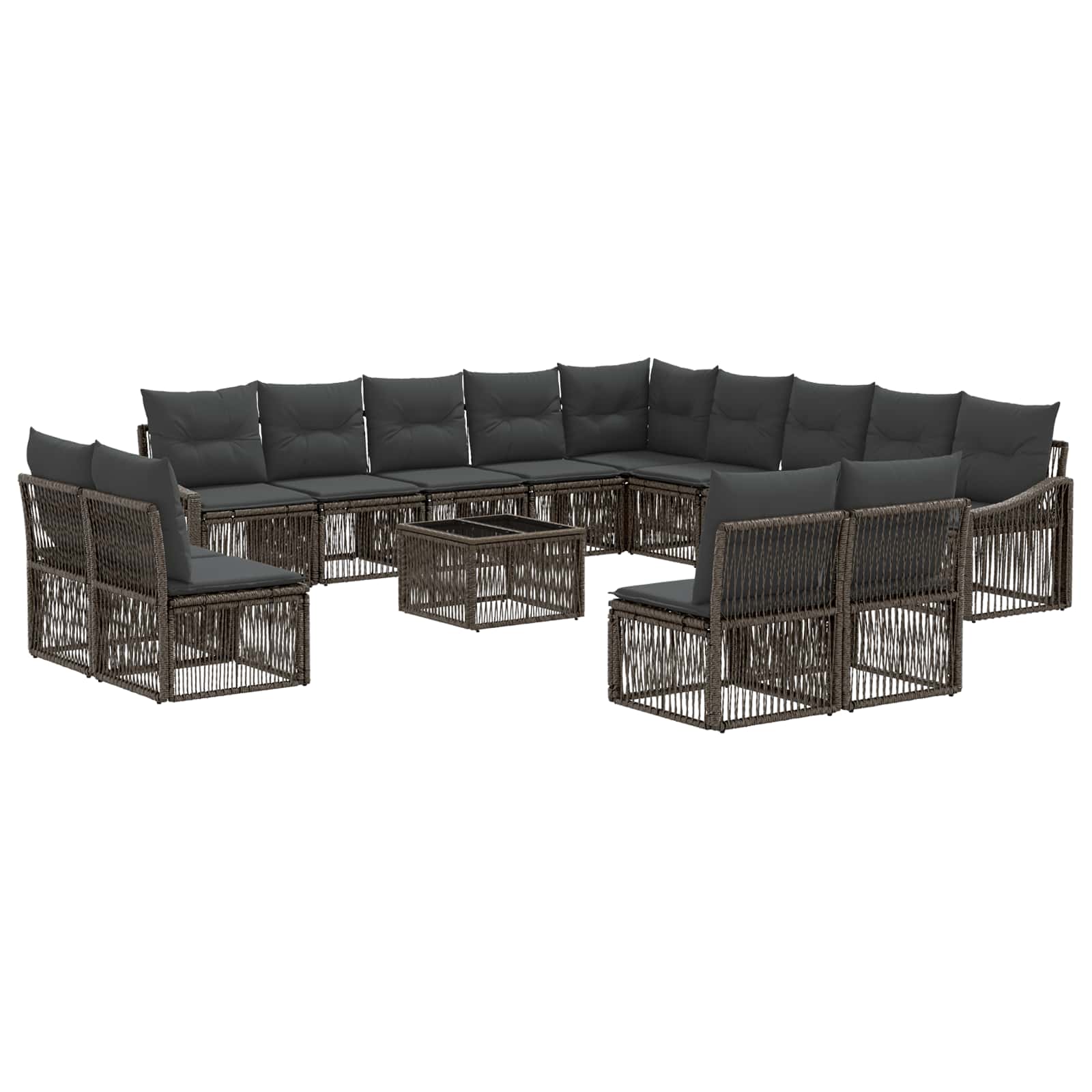 Conjunto de sofás de jardim 14 unid. Bege vime sintético