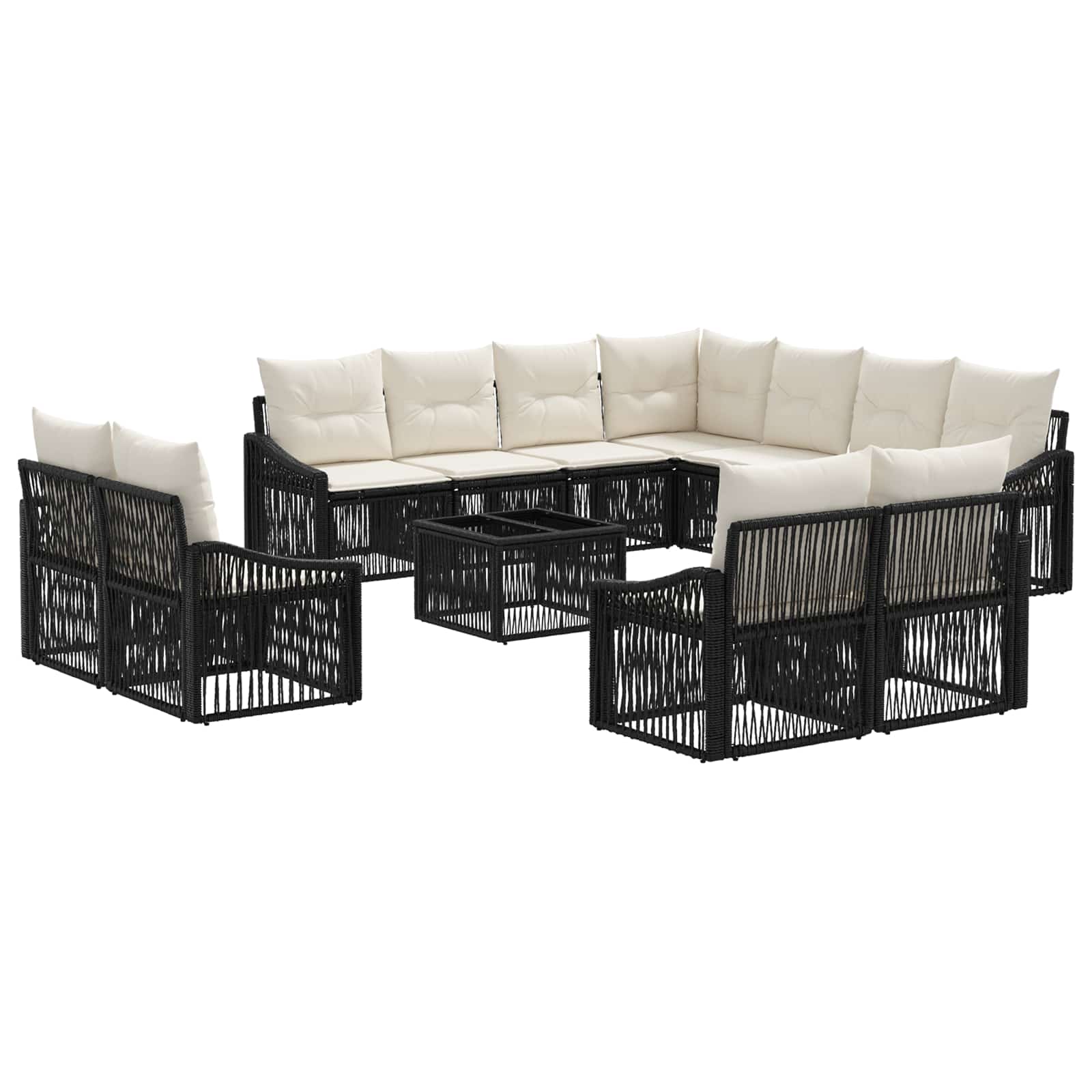 Conjunto de sofás de jardim 12 pcs Rattan sintético bege