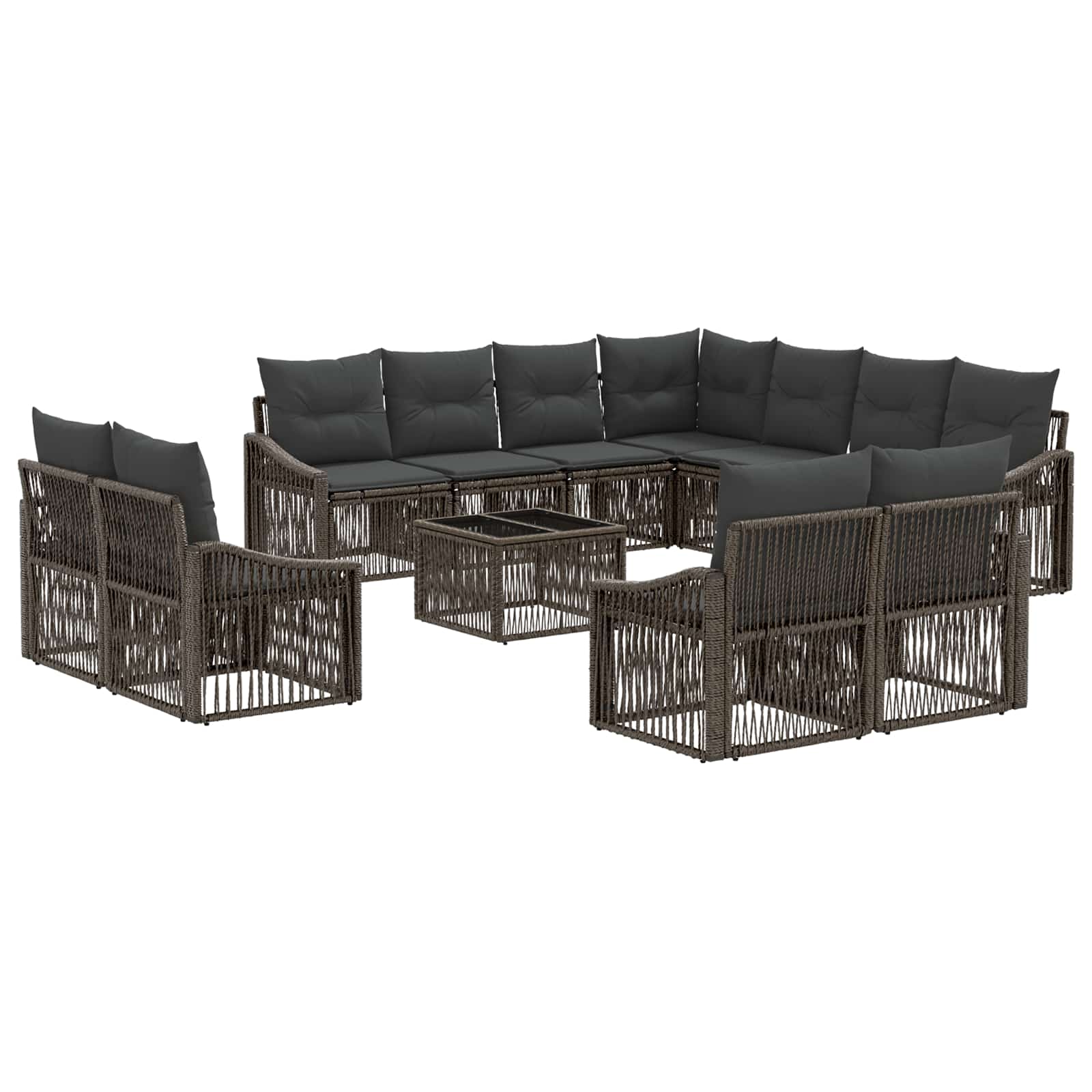 Conjunto de sofás de jardim 12 pcs Rattan sintético bege