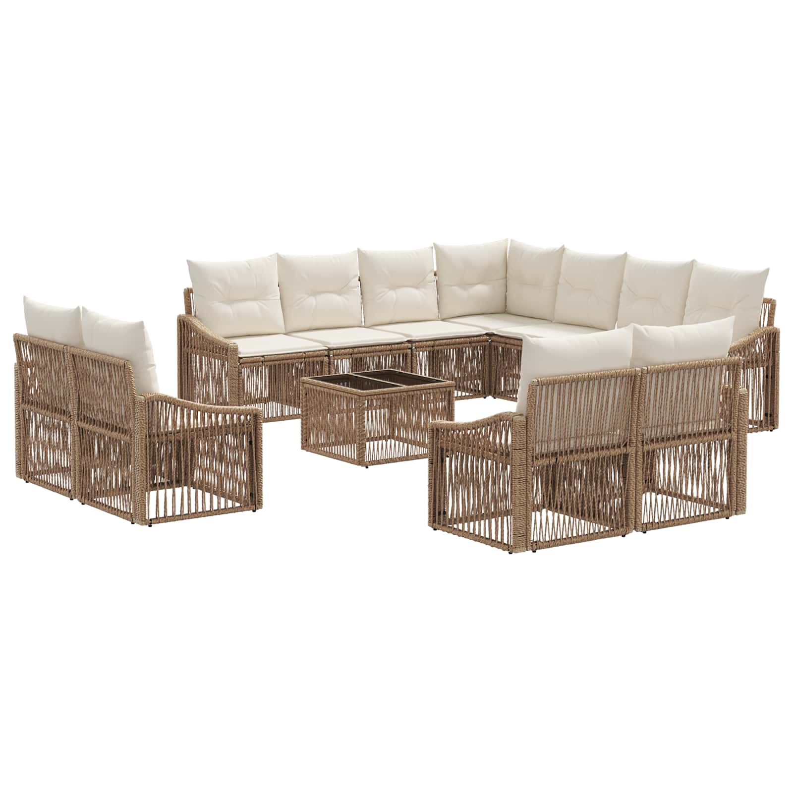 Conjunto de sofás de jardín 12 pcs Beige ratán sintético