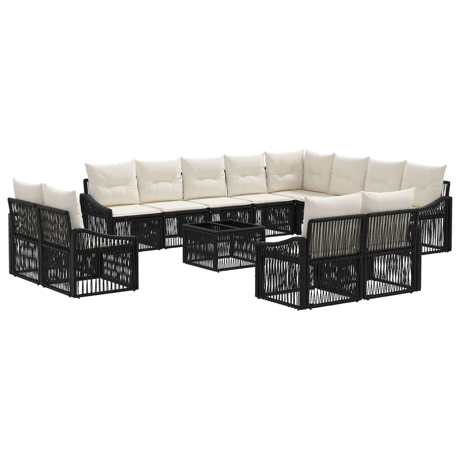 Conjunto de sofás de jardim 13 pçs Bege rotim sintético