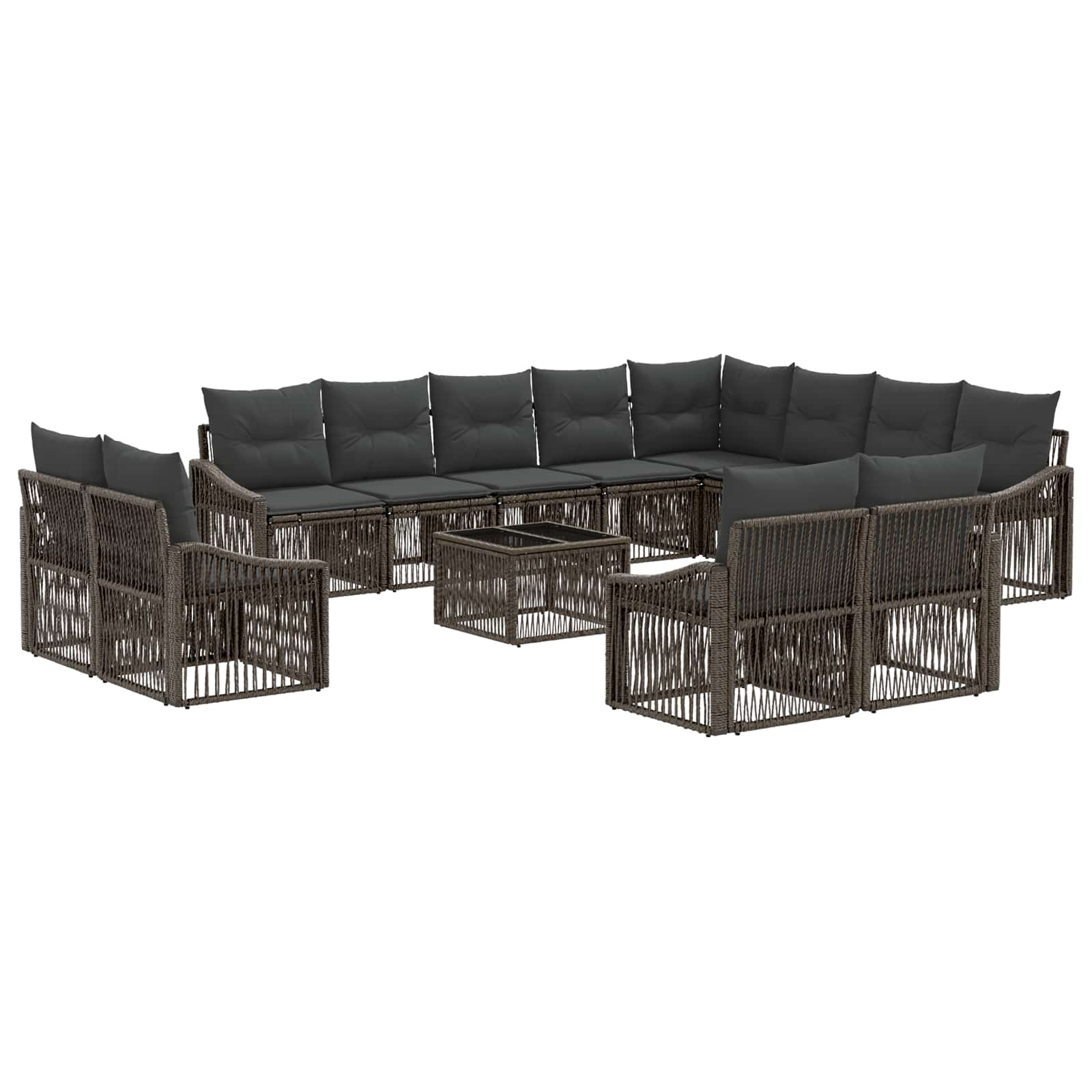 Conjunto de sofás de jardim 13 pçs Bege rotim sintético