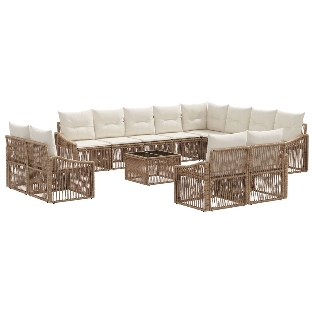 Conjunto de sofás de jardín 13 pcs Beige ratán sintético