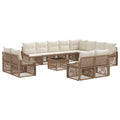 Conjunto de sofás de jardín 13 pcs Beige ratán sintético