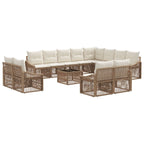 Conjunto de sofás de jardín 13 pcs Beige ratán sintético