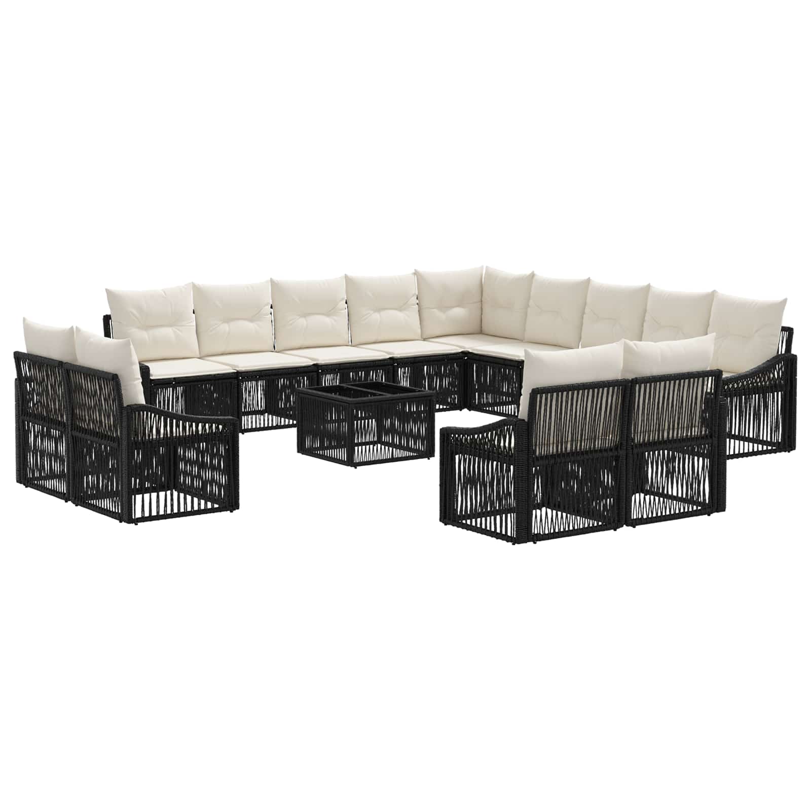 Conjunto de sofás de jardín 14 pcs Beige ratán sintético