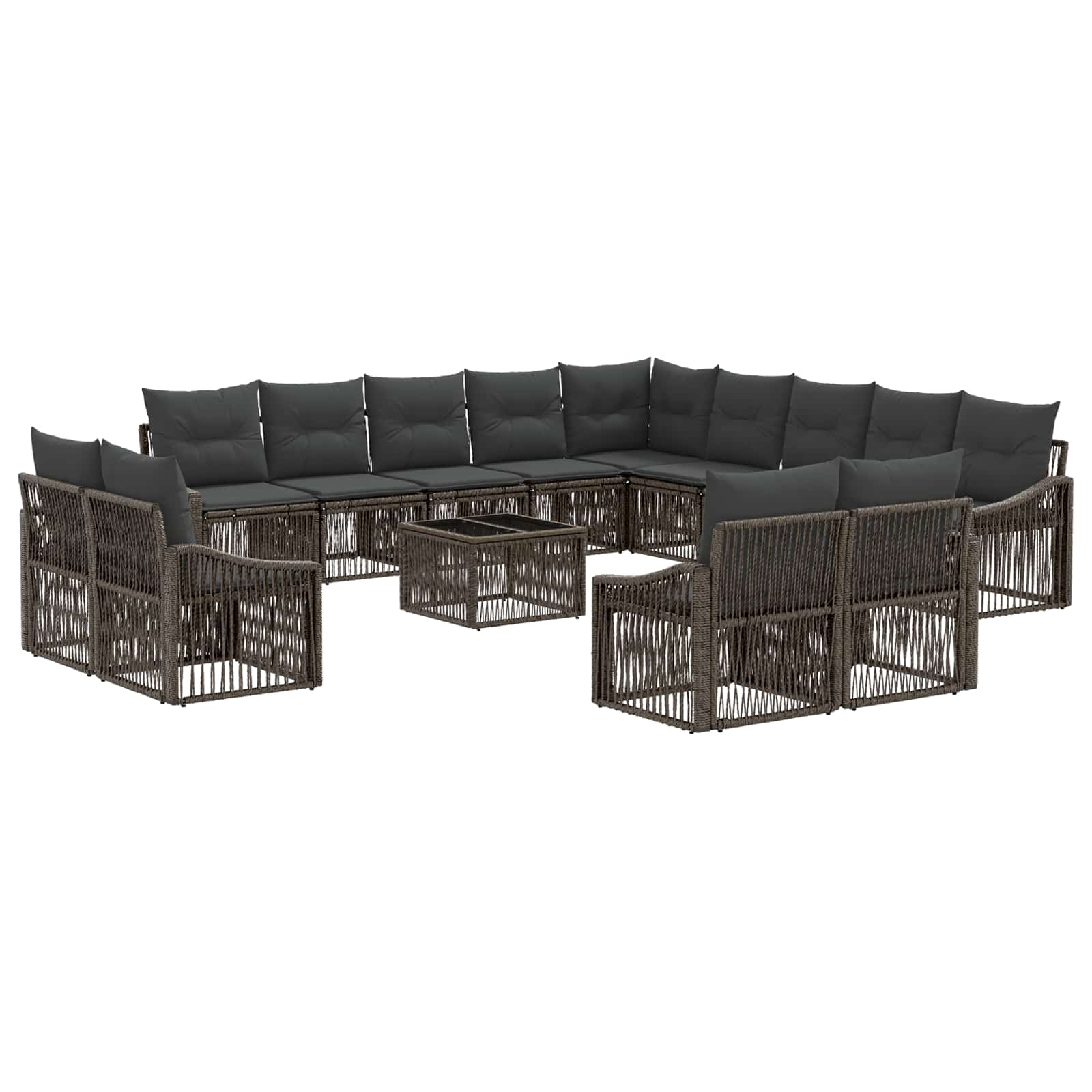 Conjunto de sofás de jardín 14 pcs Beige ratán sintético