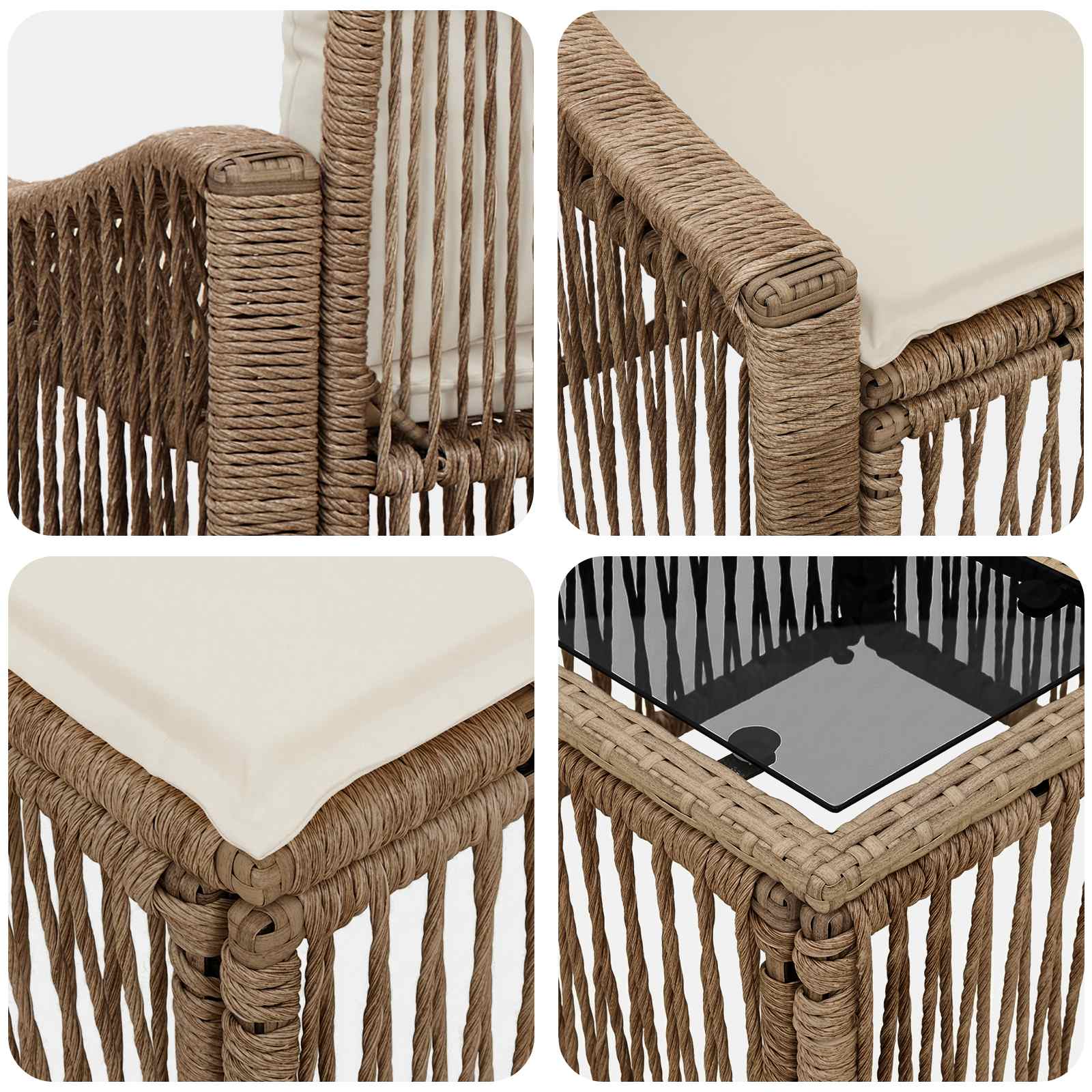Conjunto de sofás de jardín 14 pcs Beige ratán sintético
