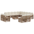 Conjunto de sofás de jardín 14 pcs Beige ratán sintético