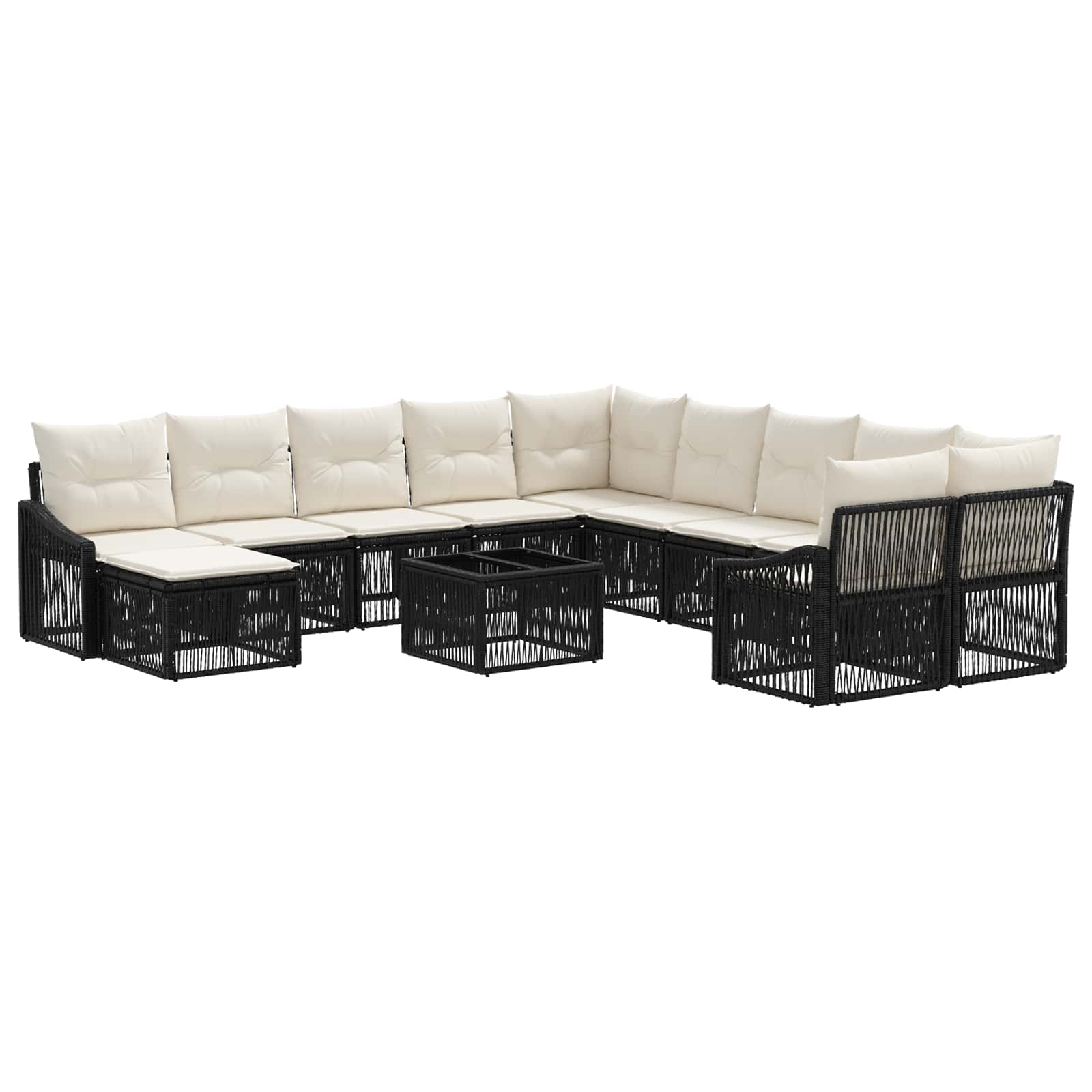 Conjunto de sofás de jardim 12 pcs Rattan sintético bege