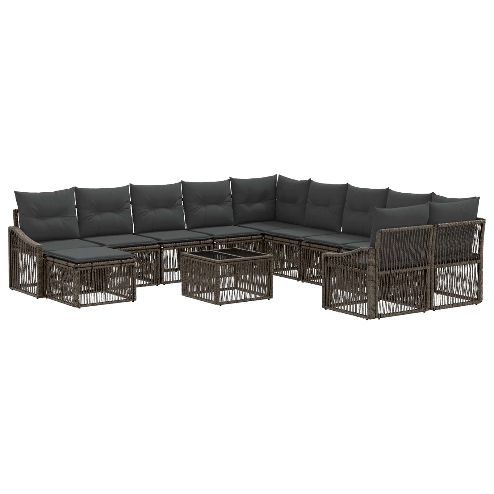 Conjunto de sofás de jardim 12 pcs Rattan sintético bege