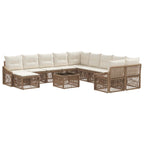 Conjunto de sofás de jardín 12 pcs Beige ratán sintético