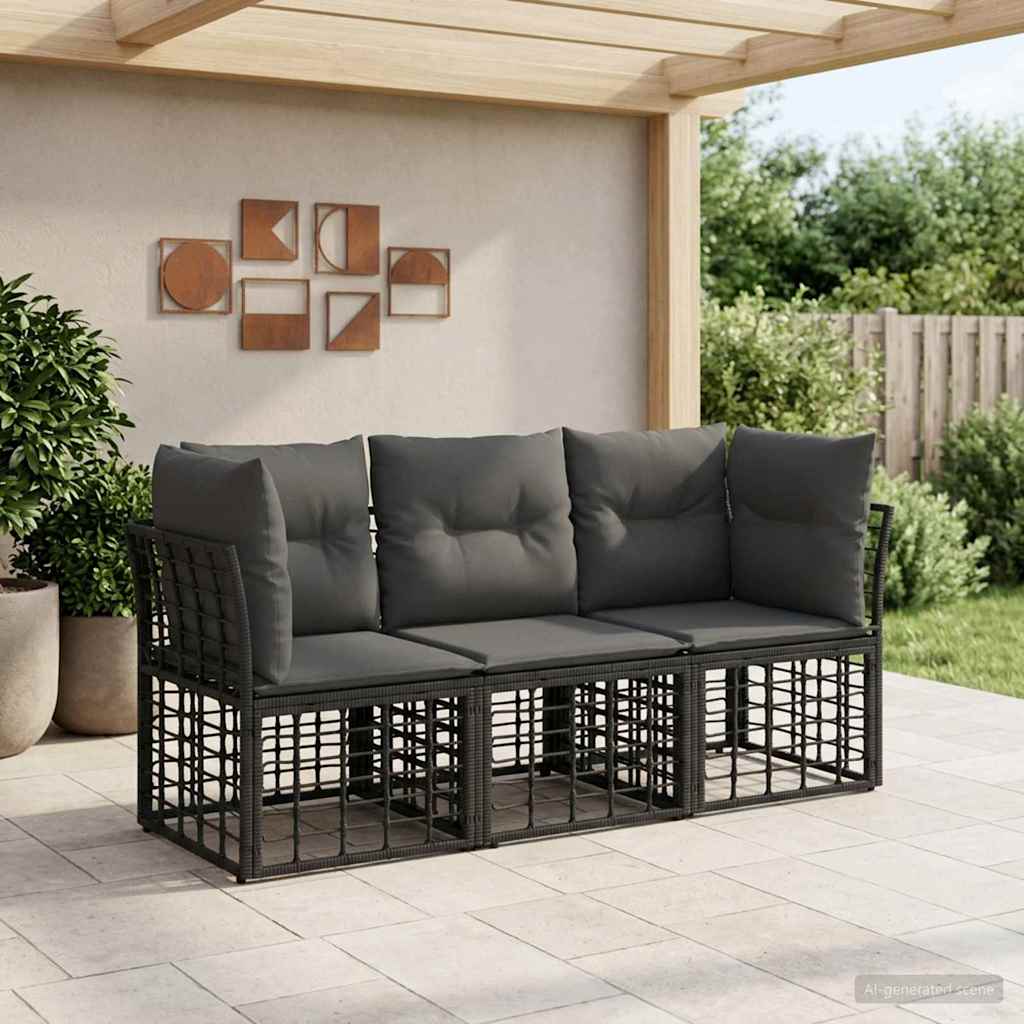 Conjunto de sofás de exterior 4 pcs Natural y Crema Poliéster