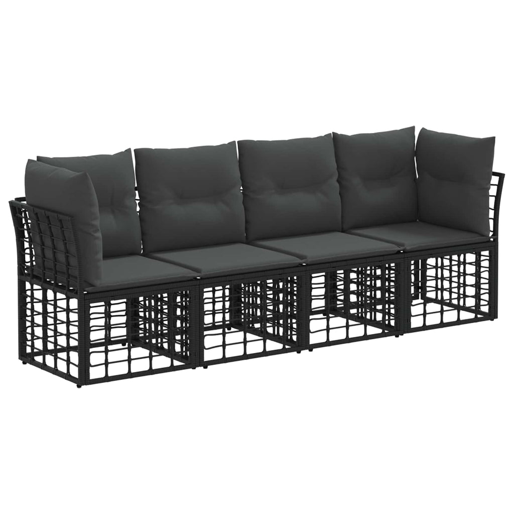 Conjunto de sofás de exterior Negro Poliéster