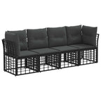 Conjunto de sofás de exterior Negro Poliéster