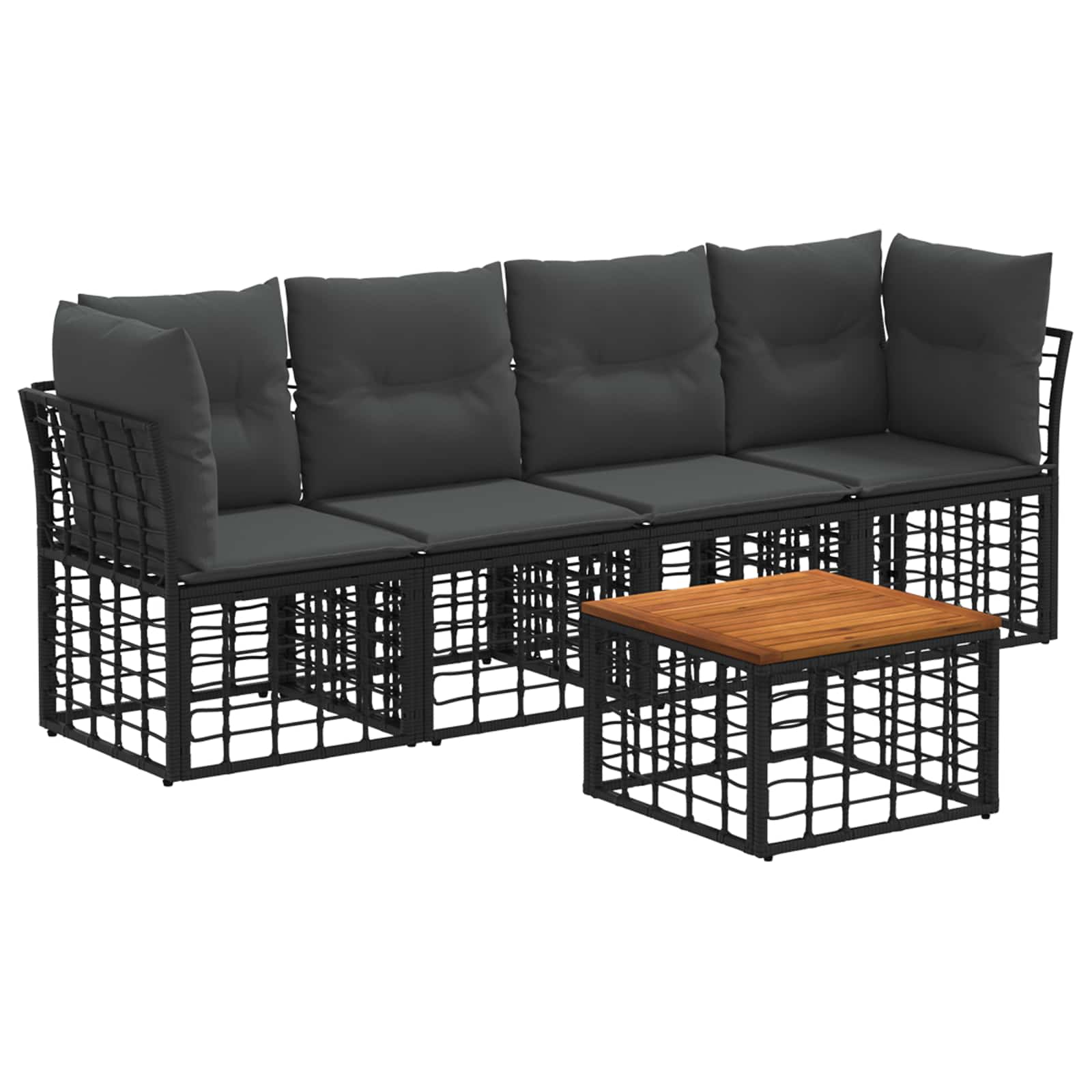 Conjunto de sofás de exterior 5 pcs Negro y Gris oscuro