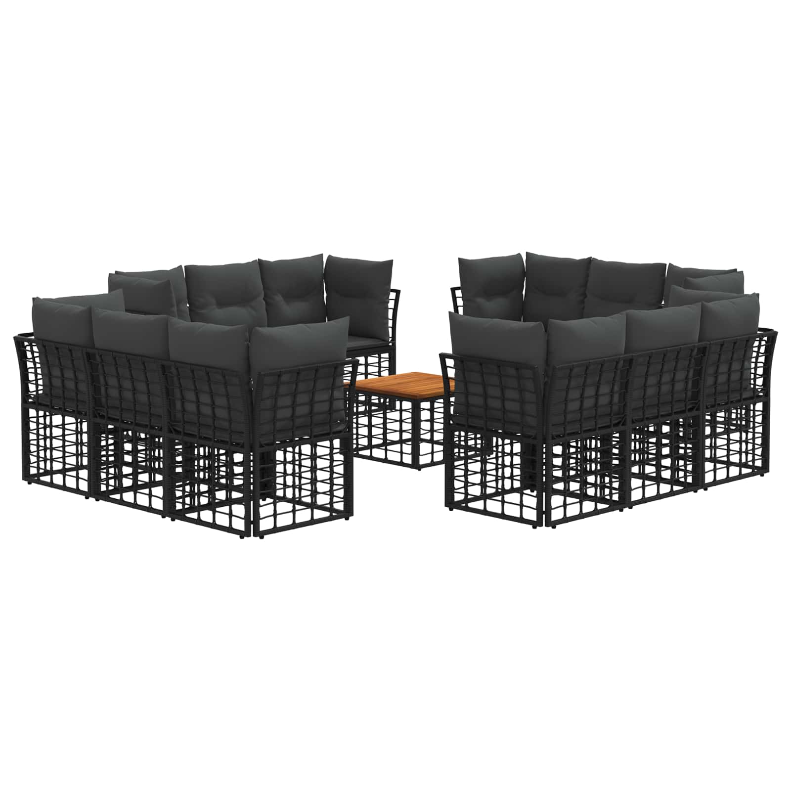 Conjunto de sofás de exterior 13 pcs Natural y Crema Poliéster