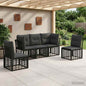 Conjunto de sofá de exterior 6 peças Natural e Creme Poliéster
