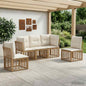 Conjunto de sofá de exterior 6 peças Natural e Creme Poliéster