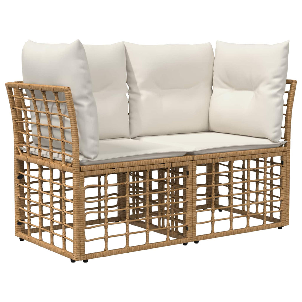 Conjunto de sofás de exterior 7 pcs Natural y Crema Poliéster
