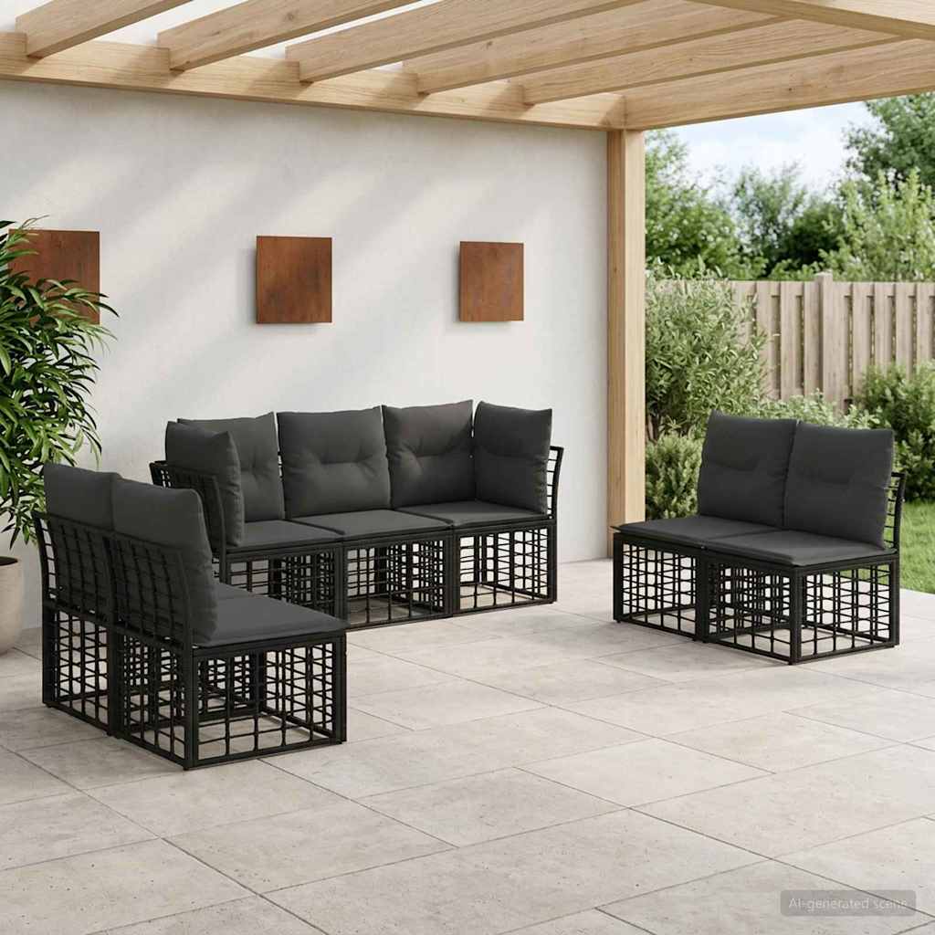 Conjunto de sofás de exterior 8 pcs Natural y Crema Poliéster