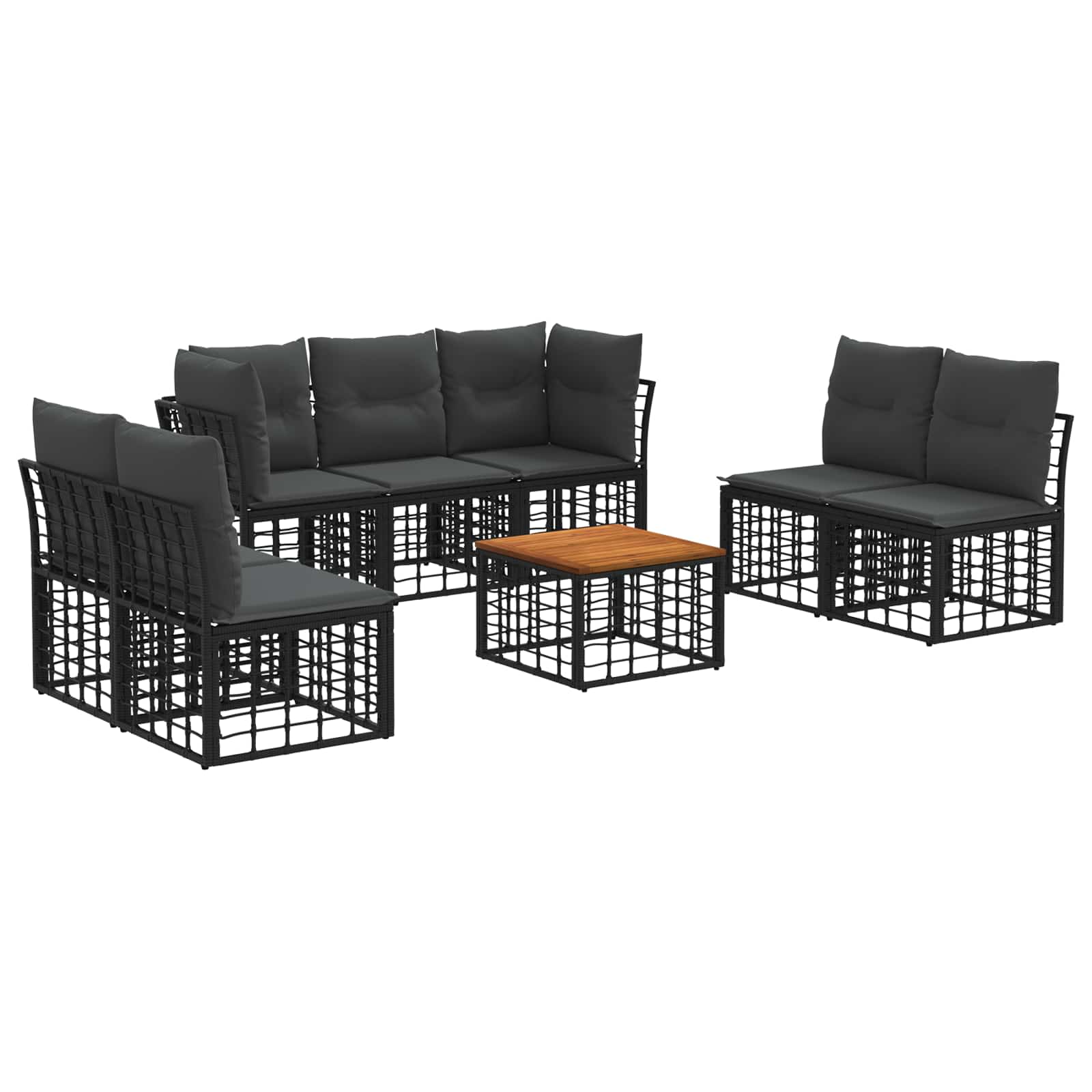 Conjunto de sofás de exterior 8 pcs Natural y Crema Poliéster