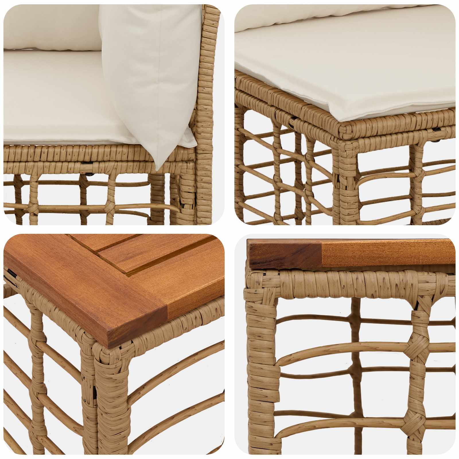 Outdoor Sofa Set 8 pcs Natural and Cream Polyester