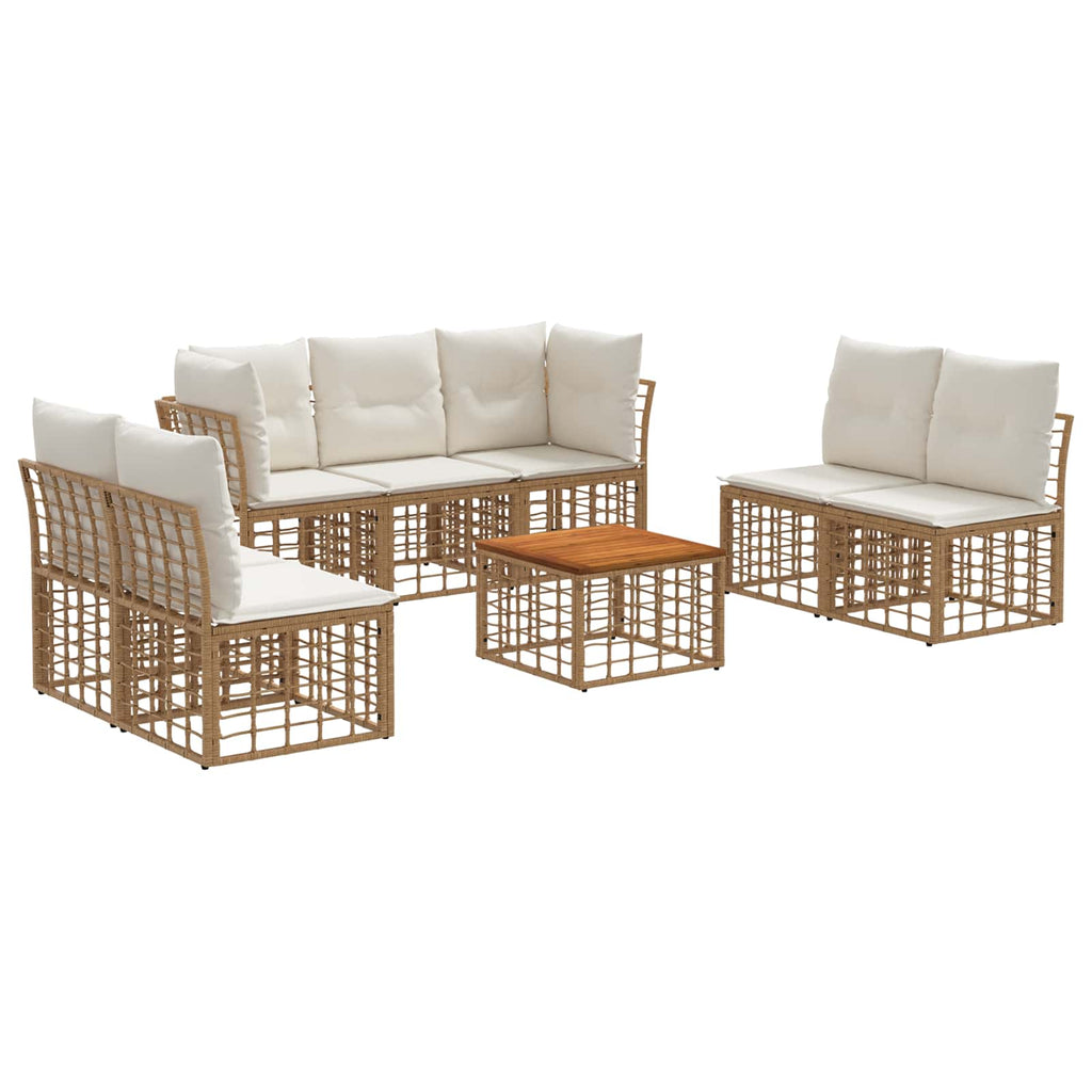 Outdoor Sofa Set 8 pcs Natural and Cream Polyester