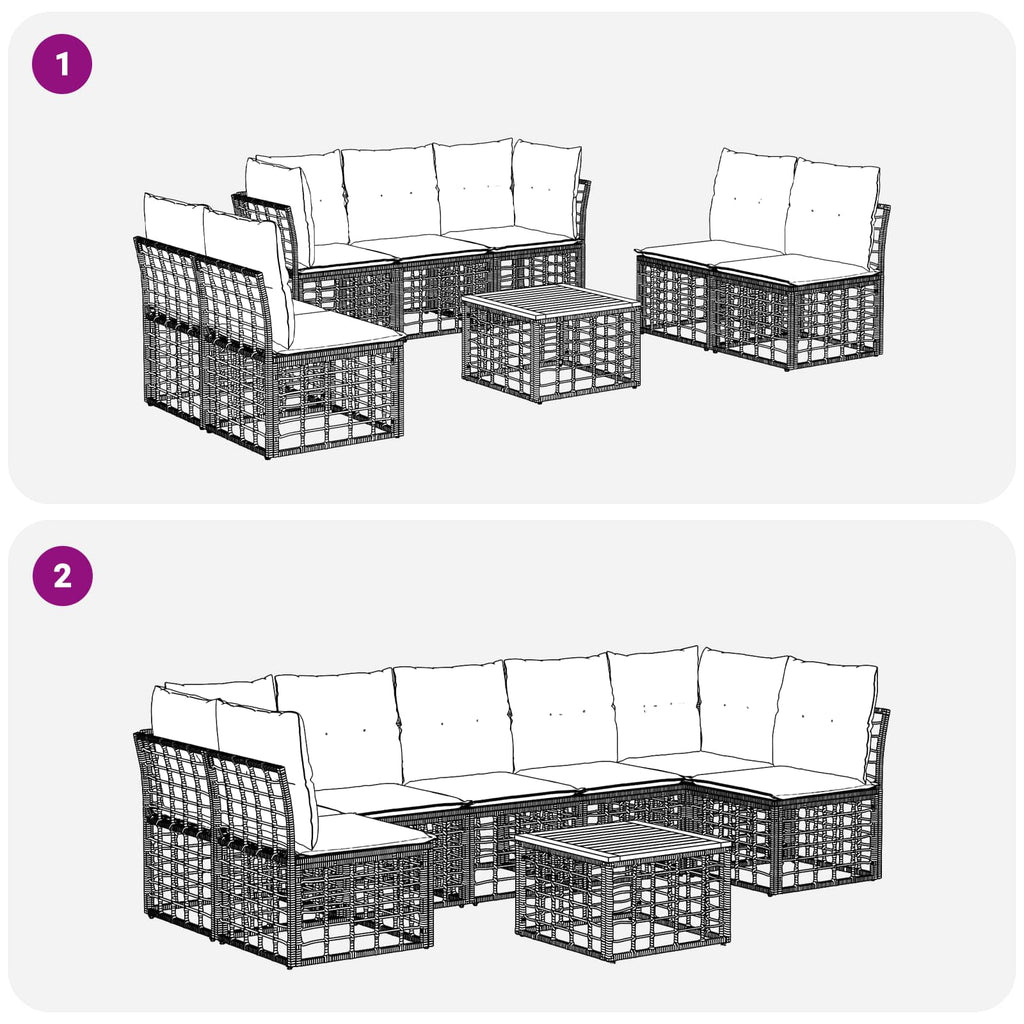 Outdoor Sofa Set 8 pcs Natural and Cream Polyester